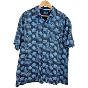 Nat Nast Luxury Originals Silk Blend Shirt Blue Tropical Men's Size XL Palm Leaf